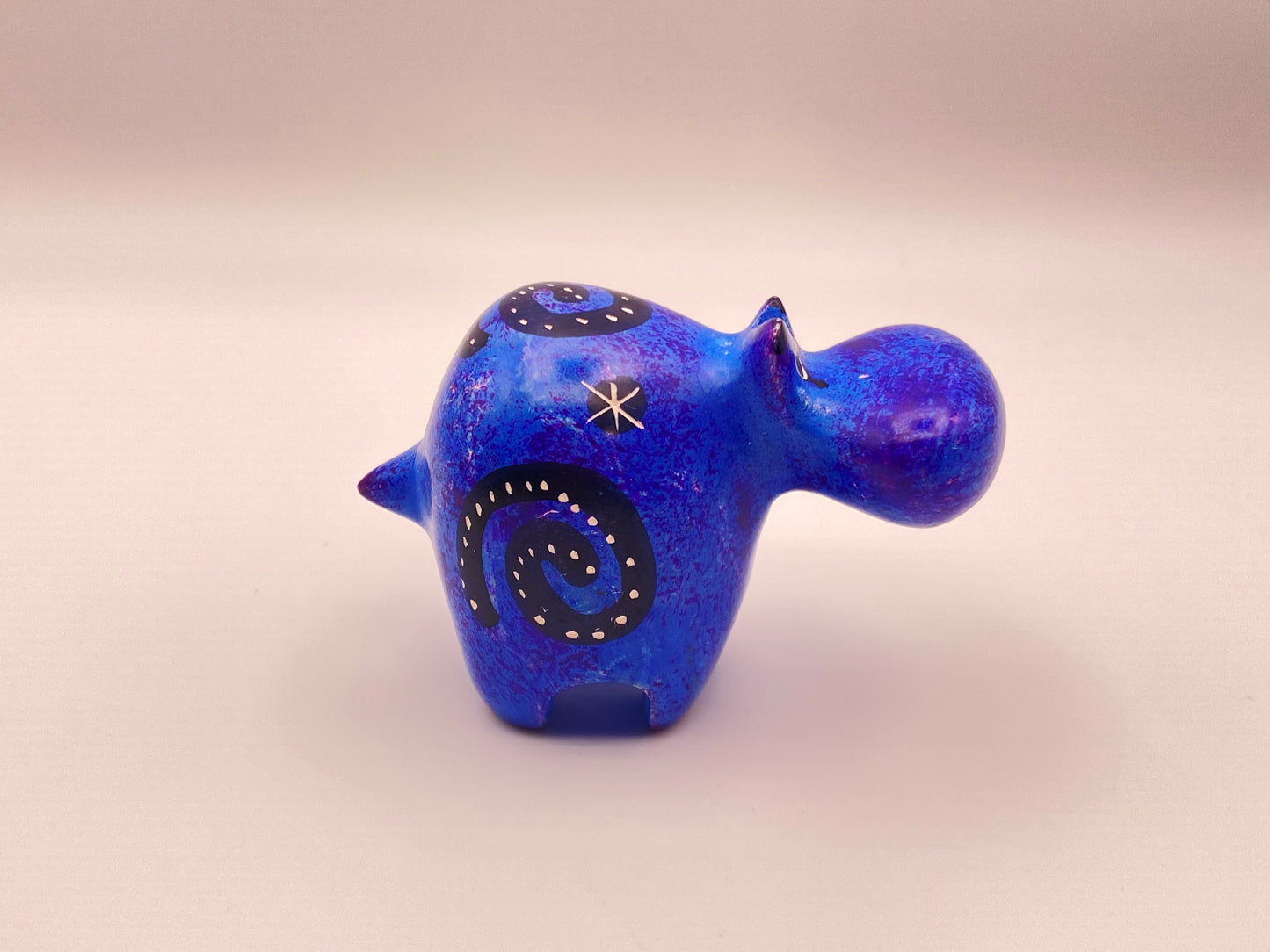 Hand-crafted soap stone Hippo - Blue