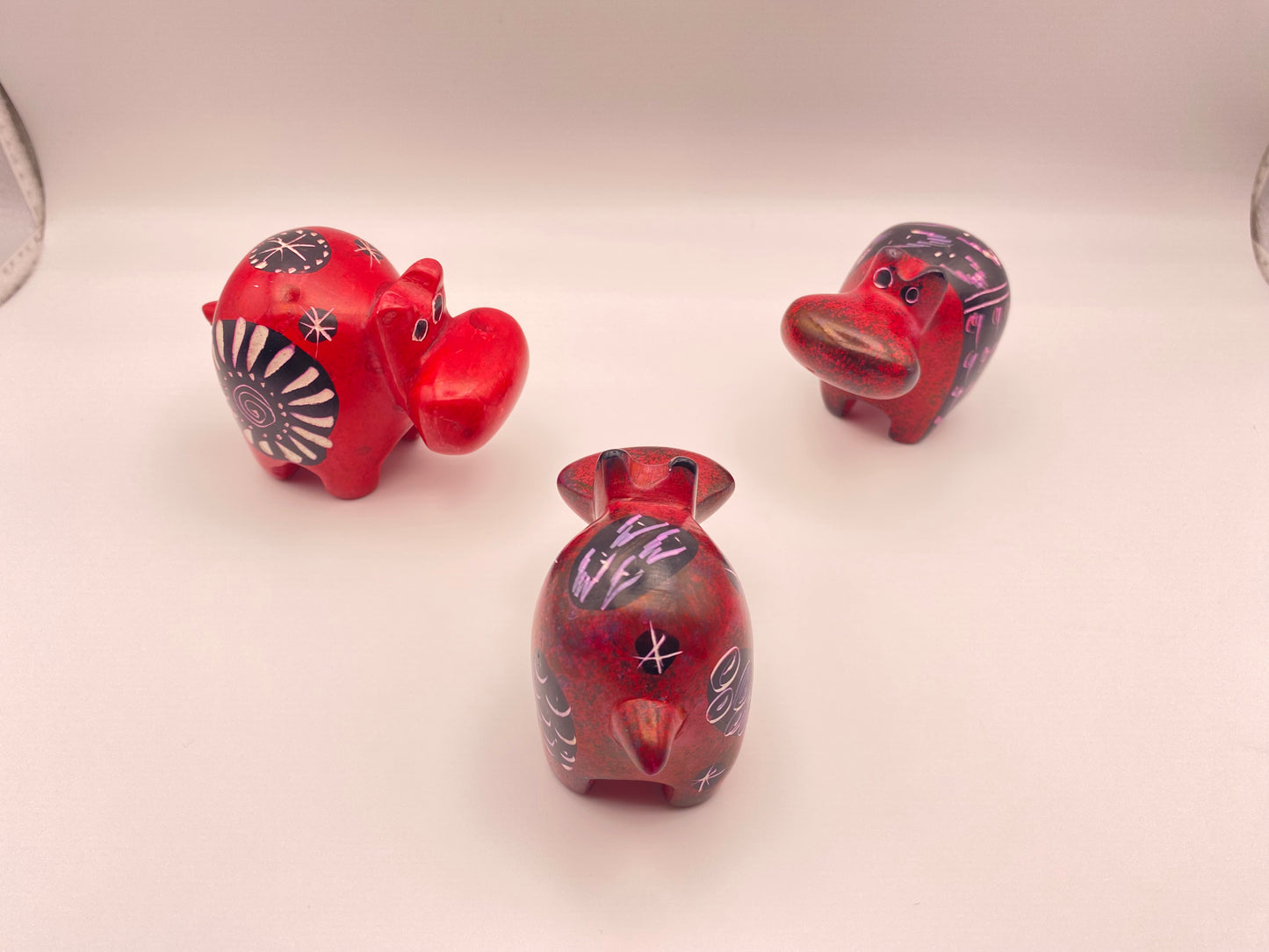 Hand-crafted soap stone Hippo - Burned Orange/Red