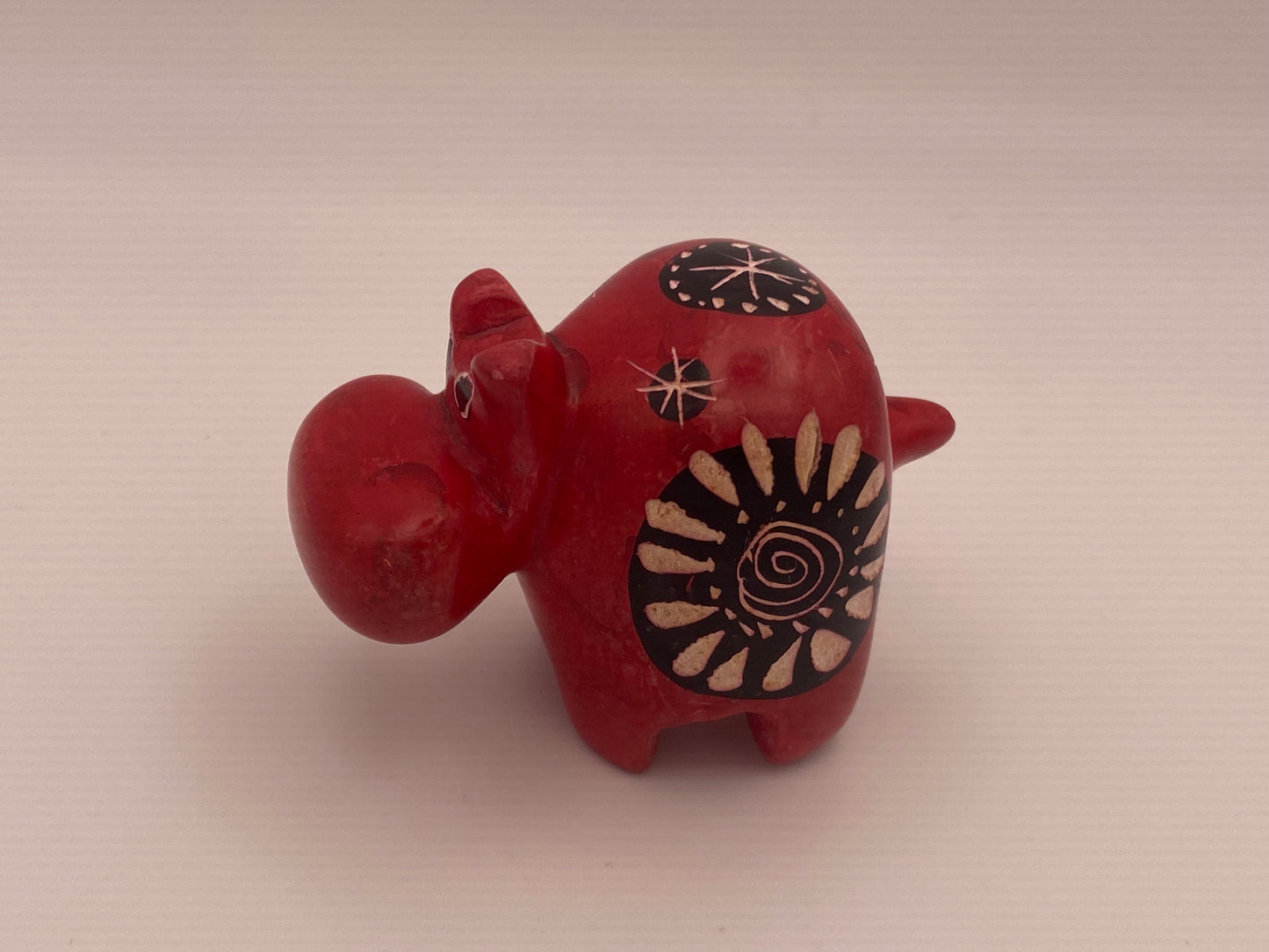 Hand-crafted soap stone Hippo - Burned Orange/Red
