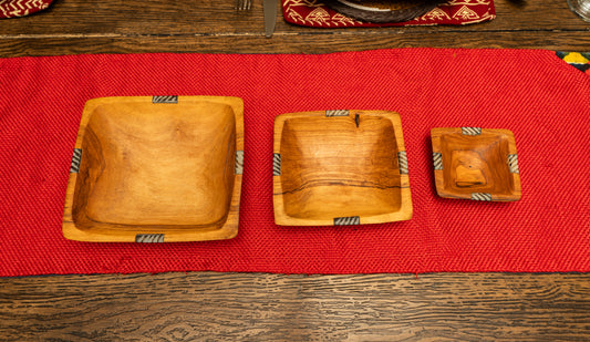 Wooden Bowl Set of 3 - Square Set