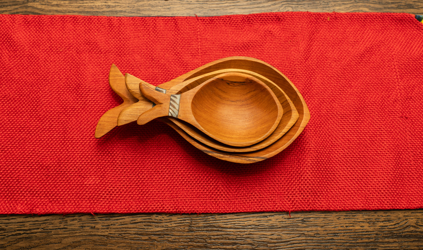 Wooden Bowl Set of 3 - Fish Design