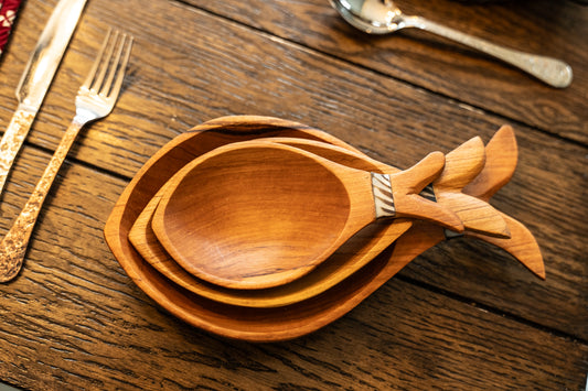 Wooden Bowl Set of 3 - Fish Design