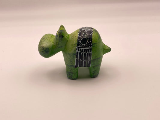 Hand-crafted soap stone Hippo - Green