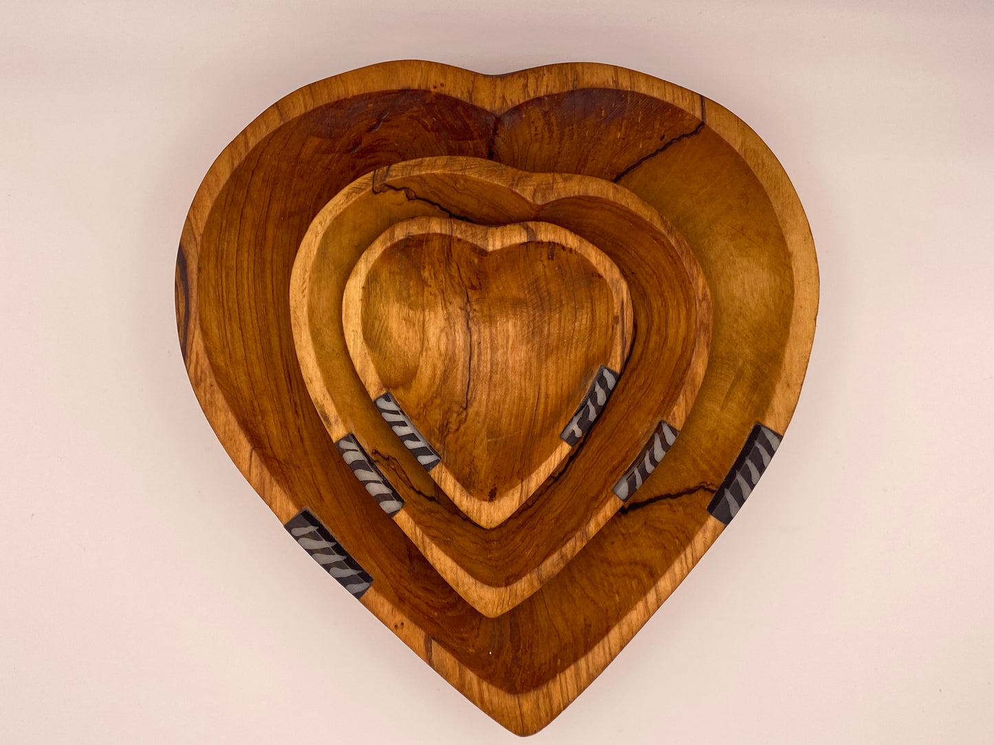 Wooden Bowl Set of 3 - Love Heart Design