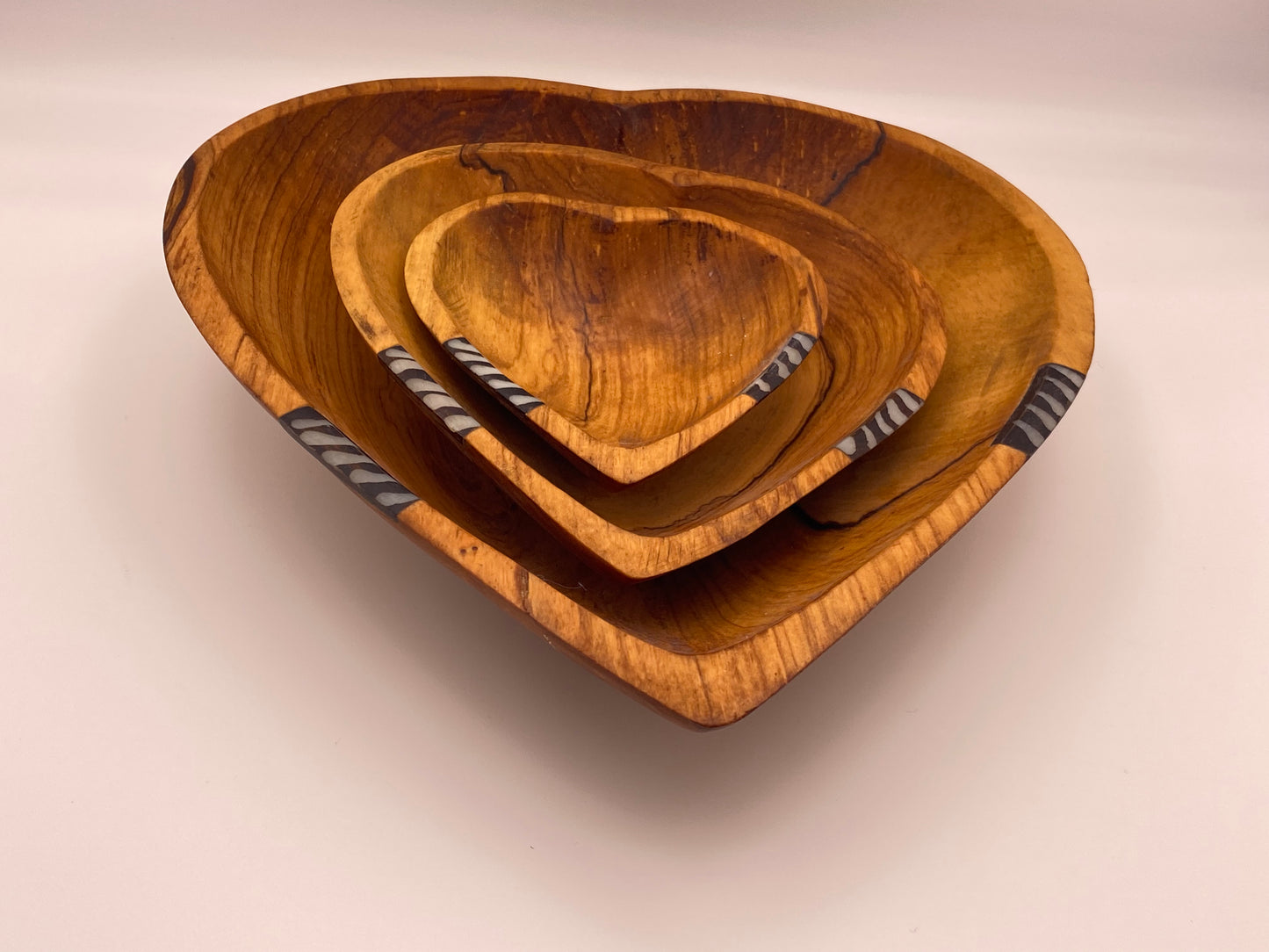 Wooden Bowl Set of 3 - Love Heart Design