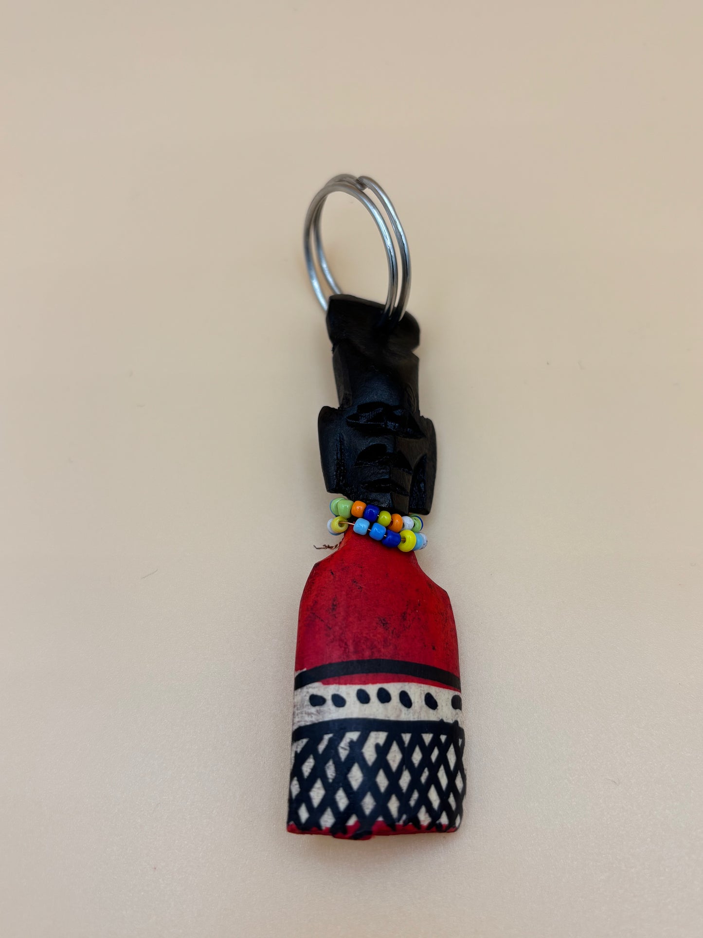 Hand-Carved Maasai Keychain – Ebony & Beads