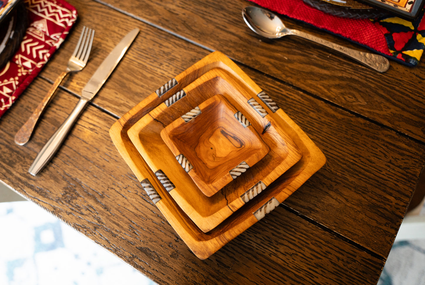 Wooden Bowl Set of 3 - Square Set