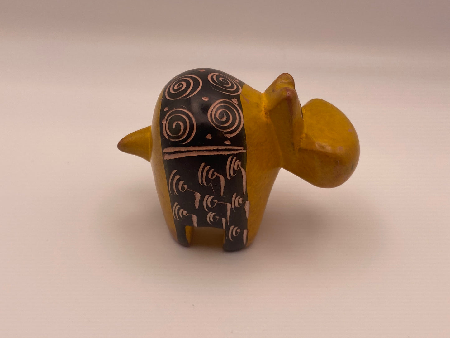 Hand-crafted soap stone Hippo - Yellow