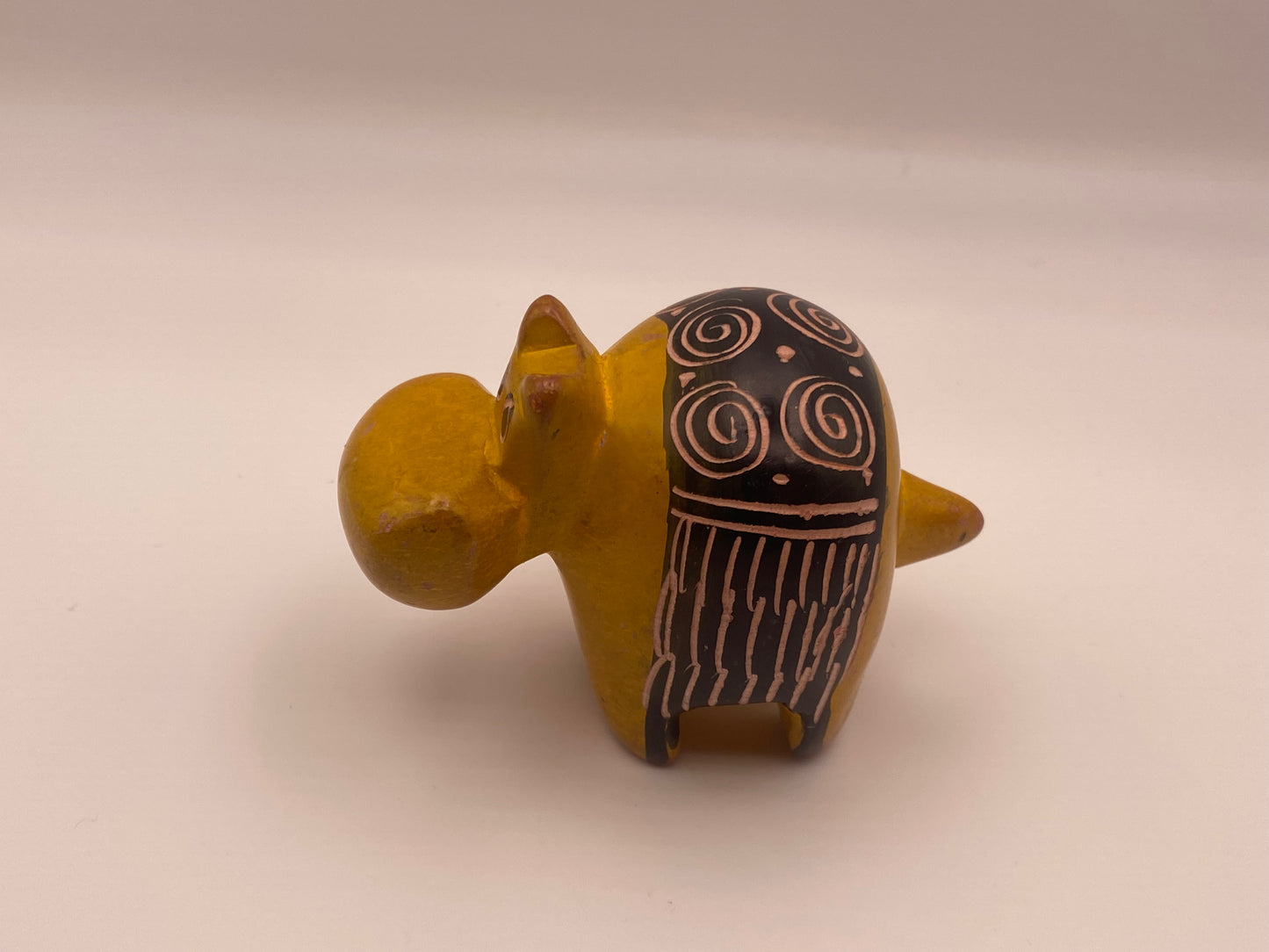 Hand-crafted soap stone Hippo - Yellow