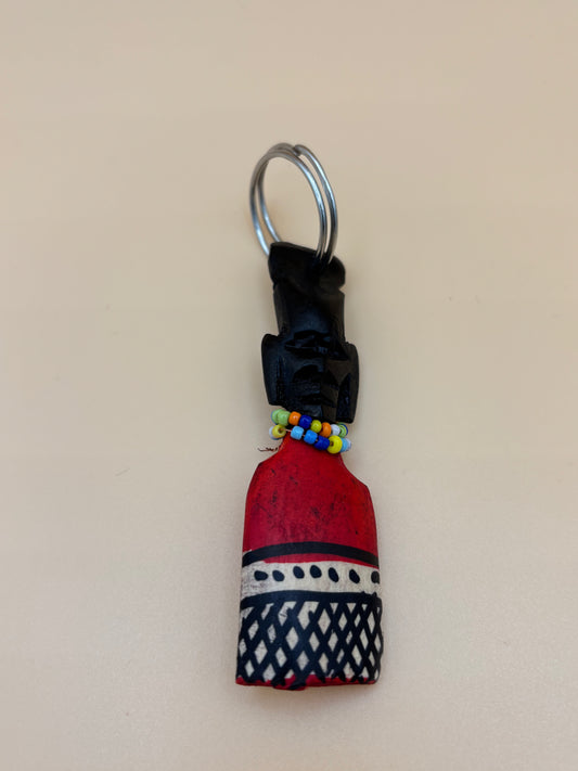 Hand-Carved Maasai Keychain – Ebony & Beads